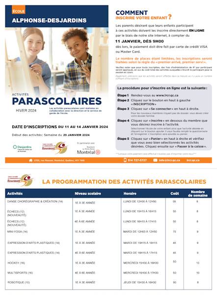 Activités Parascolaires – LRCR | Loisirs Récréatifs Et Communautaires ...